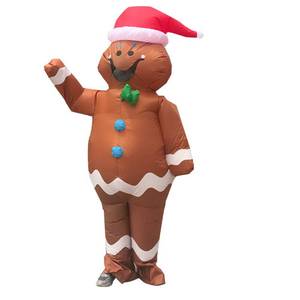 lot 4696 image: MROMT Inflatable Gingerbread Man Costume Gingerbread Man Blow Up Costume Xmas Christmas Suit - Retail $30