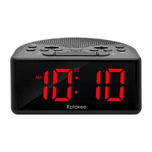 lot 4708 image: Digital Alarm Clock Radio for Bedroom with AMFM Radio, Earphone Port, Easy to Read 1.4 LED Digits, Presets, Sleep Timer, Dimmer, Snooze and Battery Backup - Retail $35