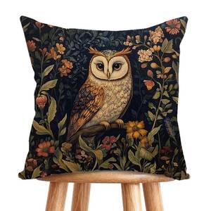 lot 4711 image: YOU FOUND ME William Morris Abstract Vintage Floral Velvet Owl Design Throw Pillow Covers Home Decor, Retro Art Decor Pillowcase Cushion Cover for Bed Sofa Living Room, Square 18x18inch (Brown-Owl) - Retail $12