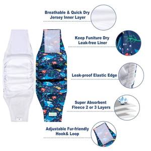 lot 4716 image: wegreeco Small Dog Diapers Male,Reusable Belly Bands for Male Dogs,Washable Doggie Puppy Diapers Wraps,Medium Large Size(2 Pack Medium) - Retail $19