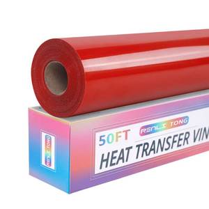 lot 4718 image: RENLITONG Red Iron on Vinyl 12Inch by 50ft Roll HTV Heat Transfer Vinyl for T-Shirt HTV Rolls for All Cutter Machine - Easy to Cut & Weed for Heat Transfer Design - Retail $26