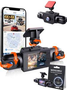 Full View Car Dashcam Wireless System 360 Car DVR WiFi 4 Channel Dash Cam Video Recorder Camera for Cars, Front and Rear Inside with Infrared Lamps Night Vision (64G) - Retail: $57