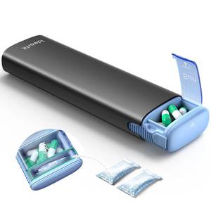 lot 4731 image: Ideerfit Weekly Pill Organizer 7 Day, Airtight Silicone Seal Pill Box with Built-in Desiccant, Portable Travel Medicine Organizer, Moisture-Proof Vitamin & Supplement Container,Black - Retail $9