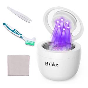 lot 4737 image: Bsbke Ultrasonic Retainer Cleaner 45kHz Dental Cleaning Machine With 6 UV Lights Adjustable Buzzer Alarm 200ML Capacity White - Retail $15