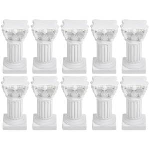 lot 4739 image: HOMSFOU 10Pcs Greek Columns Candle Holder Resin Roman Pillar Statues Desktop Candleholder Photo Props Farmhouse Rustic Candlestick Stand Antique Decorative Candles Holder White - Retail $22