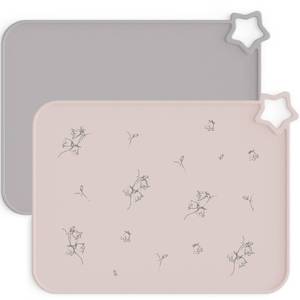 lot 4745 image: Moonkie Silicone Placemats for Baby & Kid, Stain-Proof Non-Slip Toddler Food Mats Eating Table Mat with 2 Packs(EtherSage - Retail $10