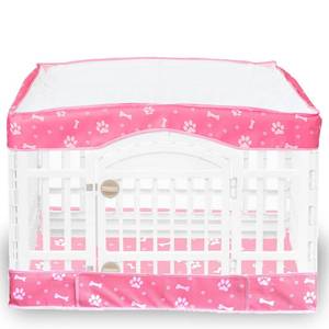 lot 4749 image: 2 Pack Dog Playpen Cover and Bottom Pad Fits for 36 Inch 4 Panels Pet Playpen, Dog Crate Pad Puppy Play Pen Cover, Hoop and Loop Design (Note Playpen Not Included). -Pink - Retail $40