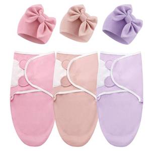 lot 4757 image: DRESHOW BQUBO 3 Pack Baby Swaddle Sleep Sacks Baby Swaddling Blanket Wrap Newborn Swaddle Sack with Big Bow Hat for Boys Girls 6-12 Lbs Newborns & 0-3 Months Girls Boys - Retail $20