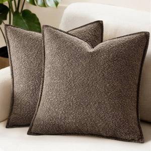 lot 4760 image: MIULEE Pack of 2 Decorative Textured Boucle Throw Pillow Covers 20x20 Inch Dark Brown Broadside Thick Boho Pillows for Farmhouse Accents Sofa Couch Bedroom Living Room Home Decor - Retail $16