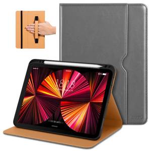 lot 4767 image: DTTO Case for iPad Pro 11 Inch 4th  3rd  2nd  1st Generation 2022202120202018,Premium PU Leather Folio Stand Cover with Hand Strap, Auto WakeSleep,Multiple Viewing Angles, Grey - Retail $24
