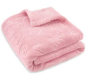 lot 4774 image: BORITAR Baby Blanket with Heart Design for Girls Ultra Soft Fleece Warm and Lightweight Blankets for Infant Toddler Newborn, 30x40 Inch, Blush Pink