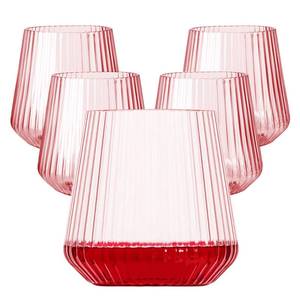 lot 4781 image: Lueumxc 40 Pack Plastic Ribbed Wine Glasses, 14Oz Origami Disposable Wine Glasses Unbreakable Clear Plastic Cocktail Glasses Recyclable Shatterproof Reusable Wine Cups (14oz-pink-40pack) - Retail $37