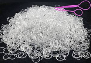 lot 4788 image: 2000 PCS Clear Elastic Mini Ponytail Rubbers Ties, Soft Non-Slip Small Hair Accessories for Girls, with 2 PCS Topsy Tail Tools