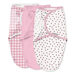 lot 4793 image: SwaddleMe by Ingenuity Original Swaddle, 100% Cotton, Improves Sleep & Calms Startle Reflex, 0-3 Months, 1.0 TOG, 3-Pack, Baby Swaddle Blanket - Lady Bug Picnic - Retail $30