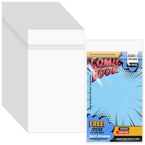 lot 4796 image: Miraclekoo 80 PCS Resealable CurrentModern Comic Book Bags,Thick Clear Plastic Sleeves for Current Comic Collection Storage Protection,6.97x10.5 inch