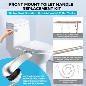 lot 4803 image: Yupjlia 1Pack Toilet Handle Replacement Kit, Front Mount Toilet Flush Lever Replacement with Anti-Rust Metal RodStainless Steel Flapper Chain, Tank Bowl Handle Trip Levers