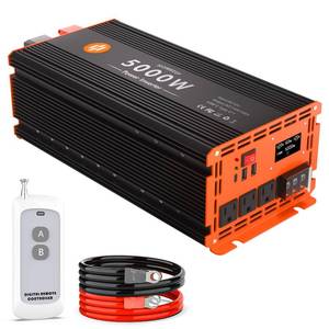 5000 Watt Power Inverter 12V DC to 110V/120V AC Converter Peak Power 10000W Car Inverter with LCD Display 3 AC Outlets, 2 USB & Type-C Port for RV,Truck,Off-Grid Solar System with Remote Controller - Retail: $330