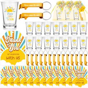 lot 4820 image: HCEWSBFD 36 Set Here Comes The Son Acrylic Shot Glasses Plastic Baby Shower Favors Shot Glasses with Bottle Opener Keychain Thank You Cards Bags for Gender Reveal Guests New Born Party Return Gift