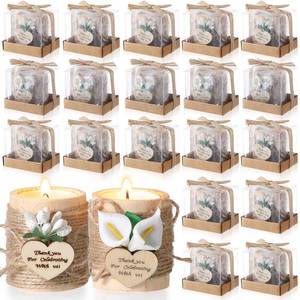 lot 4829 image: MTLEE 20 Sets Baptism Candle Favors for Guests Wooden Candle Holders with Tealight Candles Tags and Gift Boxes for Baptism Wedding Party Baby Shower Souvenirs(White,Thank You) - Retail $42