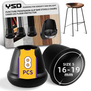 lot 4831 image: 0.75 Inch Heavy Duty Rubber Chair Leg Caps - 8 PCS Non-Slip Furniture Floor Protectors with Metal Inserts for Wood, Tile, Carpet - Fits Chairs,Stools,Bar Stools - Retail $10