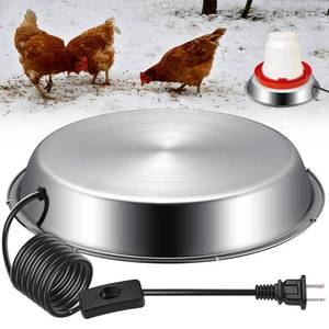 lot 4837 image: 12 Inch Chicken Water Heater Base, 5 Gallons Poultry Drinker Heater Base with Thermostat and Power Cord, Automatic Electric Poultry Winter Deicer Heated Base for PlasticMetal Chicken Waterer - Retail $30