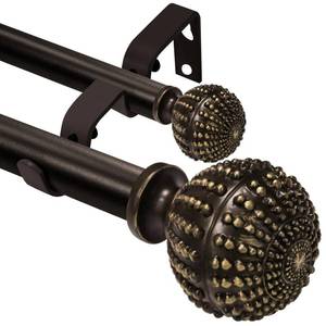 lot 4855 image: Double Curtain Rod 48 to 84 inches, 1 inch Diameter Heavy-Duty Adjustable Double Curtain Rod set with Decorative Finials and Sturdy Bracket-for Bedroom & Living room-Easy to Install,Bronze - Retail $36