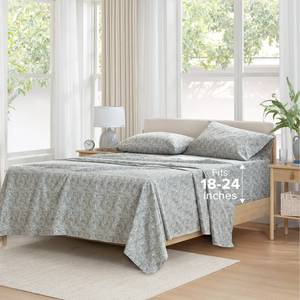 lot 4857 image: Comfort Spaces Extra Deep Pocket, 100% Cotton King Fits up to 24 Mattress, Breathable, Naturally Cool Cotton, Soft Cotton Sheets, All Seasons Sheet Set, Paisley 4 Piece - Retail $34
