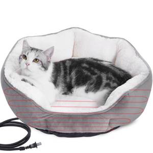 lot 4871 image: Heated Cat Bed Indoor for Cats & Small Dogs - Winter Warm Plush Round Pets Heating Bed, Ultra-Soft Velvet & Cotton Thermal Heated Dogs Bed for Cold Weather, Overheat Protection for Pets (20x20 Inch) - Retail $27