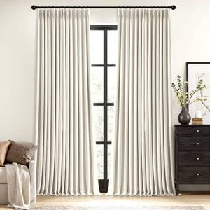 lot 4872 image: MIULEE Natural Pinch Pleated 100% Blackout Linen Curtains for Bedroom, Room Darkening Light Blocking Window Curtains 84 inches Long for Living Room, Black Out Pleat Drapes with Pin Hooks, 2 Panels - Retail $52