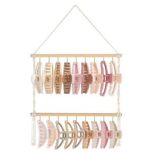 lot 4875 image: Dahey Macrame Claw Clip Organizer, Hanging Hair Claw Clip Holder Storage Hair Accessories for Women Girls Jewelry Hanger Display Wall Decor for Bedroom Door Closet - Retail $10