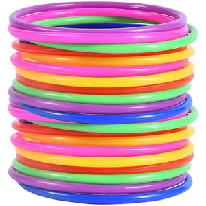 lot 4896 image: OBTANIM 24 Pcs Plastic Ring Toss Game for Kids and Outdoor Toss Rings for Speed and Agility Practice Game, Random Colors - Retail $15