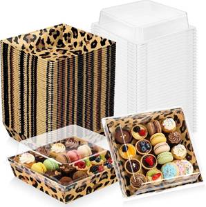 lot 4606 image: Potchen 50 Pack Leopard Print Charcuterie Boxes