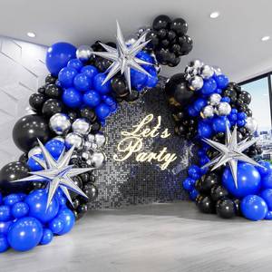 lot 4617 image: Blue and Black Balloons and Flower petals