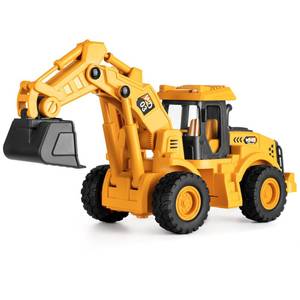 lot 4910 image: 11 Excavator Toy, 1 18 Scale, Rolling Wheels Inertia-Powered, Heavy Duty Plastic, with Lights &amp Rumbling Action, Working Boom &amp Bucket, IndoorOutdoor Sandbox Vehicle for Ages 3 - Easter Gifts - Retail $18