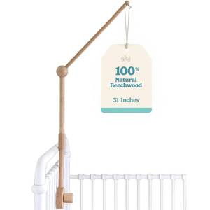 lot 4911 image: Baby Crib Mobile Arm Wooden Holder - Baby Mobile Hanger for Crib (31 inch, 100% Natural Beechwood) Strong Anti Slip - Nursery Decor & Gift Accessories (Original) - Retail $40