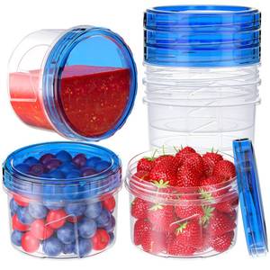 lot 4930 image: Winproper 6 Pack-16 OZ Freezer Storage Containers, Small Plastic Containers with Twist Top Lids, Round Food Storage Containers, Reusable Soup Container MicrowaveDishwasher Safe - Retail $9