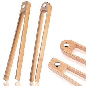 lot 4941 image: Patelai 2 Pieces 8.7 Inch Wooden Toaster Tongs with Magnet Magnetic Bamboo Wood Toast Natural Bamboo Kitchen Utensil Accessories for Cooking Bagel Cake Muffin Bread - Retail $8