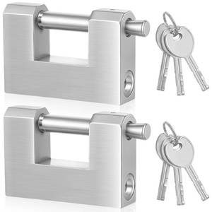 lot 4945 image: Blulu 2 Pack Heavy Duty Lock for Shipping Container with Stainless Steel Keys Stainless Steel D-Shaped Padlock for Garage Door, Shed, Storage Unit, Locker, and Warehouse (80mm) - Retail $39