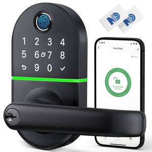 Smart Keypad Door Lock with Handle: NICE DIGI Keyless Entry Electronic Lock for Front Door, Easy Installation (Black) - Retail: $66