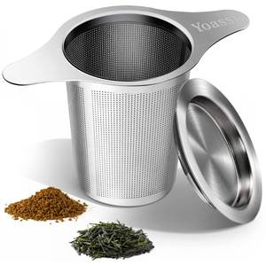 lot 4986 image: Extra Fine 188 Stainless Steel Tea Infuser Mesh Strainer with Large Capacity & Perfect Size Double Handles for Hanging on Teapots, Mugs, Cups to Steep Loose Leaf Tea and Coffee - Retail $9