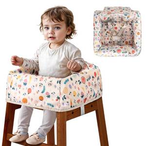 lot 4987 image: High Chair Cover for Baby Restaurant Sprouterie Baby High Chair Covers for Restaurant Highchair with Safety Harness Stain and Slip Resistant Waterproof Portable for Outdoor Indoor Eating (White) - Retail $24