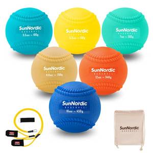 lot 4993 image: SunNordic 69 Pack Seams Plyometric Weighted Baseball Set (3.5-16355370 oz) - Variable Weight Plyo Baseballs for Improved Power & Pitching Training - for All Skill Levels - Retail $36