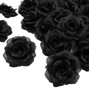 lot 5006 image: Black Rose Flower Head, Artificial Flowers Bulk for DIY Crafts, 3 Inch Silk Rose Fake Flower for Decoration, Wedding Home Party Decor Baby Shower Centerpieces Table Decor, No Stem - Retail $10