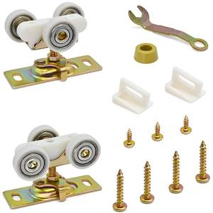 lot 5011 image: Pocket Door Rollers Replacement with 1 O.D. Wheels, Compatible with 100, 134F, 138F, 2610F Series Track, Sliding Door Ball Bearing Tricycle Hanger Fit Johnson PN #1125 Hardware Kit, 2 Pack - Retail $14
