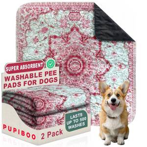 lot 5036 image: PUPIBOO Washable Pee Pads for Dogs and Cats - Super Absorbent Reusable Puppy Training Pads - 100% Waterproof, Leak-Proof & Non-Slip Whelping Pads for Pet Housebreaking - Retail $30