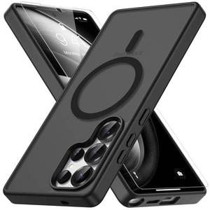 lot 5046 image: Vansdon for Samsung Galaxy S25 Ultra Case, Compatible with MagSafe, Magnetic Translucent Matte Slim Protective Cover with 1 Screen Protector - Military-Grade Drop Protection (Black) - Retail $10