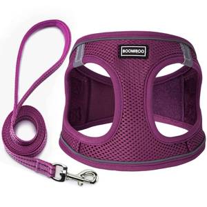 lot 5047 image: Dog Harness with Leash Set, No Pull Adjustable Reflective Step-in Puppy Pet Vest Harnesses for Small Medium Large Dogs and Cats,Cranberry XXS - Retail $9