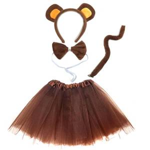 lot 5049 image: Yxtwaeh 4 Pieces Monkey Costume Accessories Monkey Ear Headband Bow Tie Tail Tutu Skirt for Halloween Christmas Carnival Party Cosplay, Brown - Retail $11