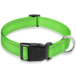 lot 5064 image: Reflective Dog Collar with Buckle Adjustable Safety Nylon Collars for Small Medium Large Dogs, Grass Green M - Retail $7