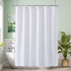 lot 5072 image: Amazer White Shower Curtain Liner 72x74 Inches, Fabric Shower Liner Cloth with Weighted Stones, Washable Shower Curtain and Liner 2-in-1, 120G Heavy Duty, 12 Grommet Holes - Retail $15